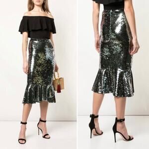 Sachin & Babi Talullah Midi Skirt in Sage Green Sequin Women's Size 20